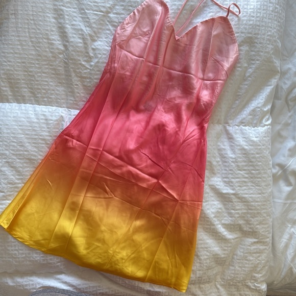 Vibrant Pink and Yellow Halter Dress - Picture 4 of 5